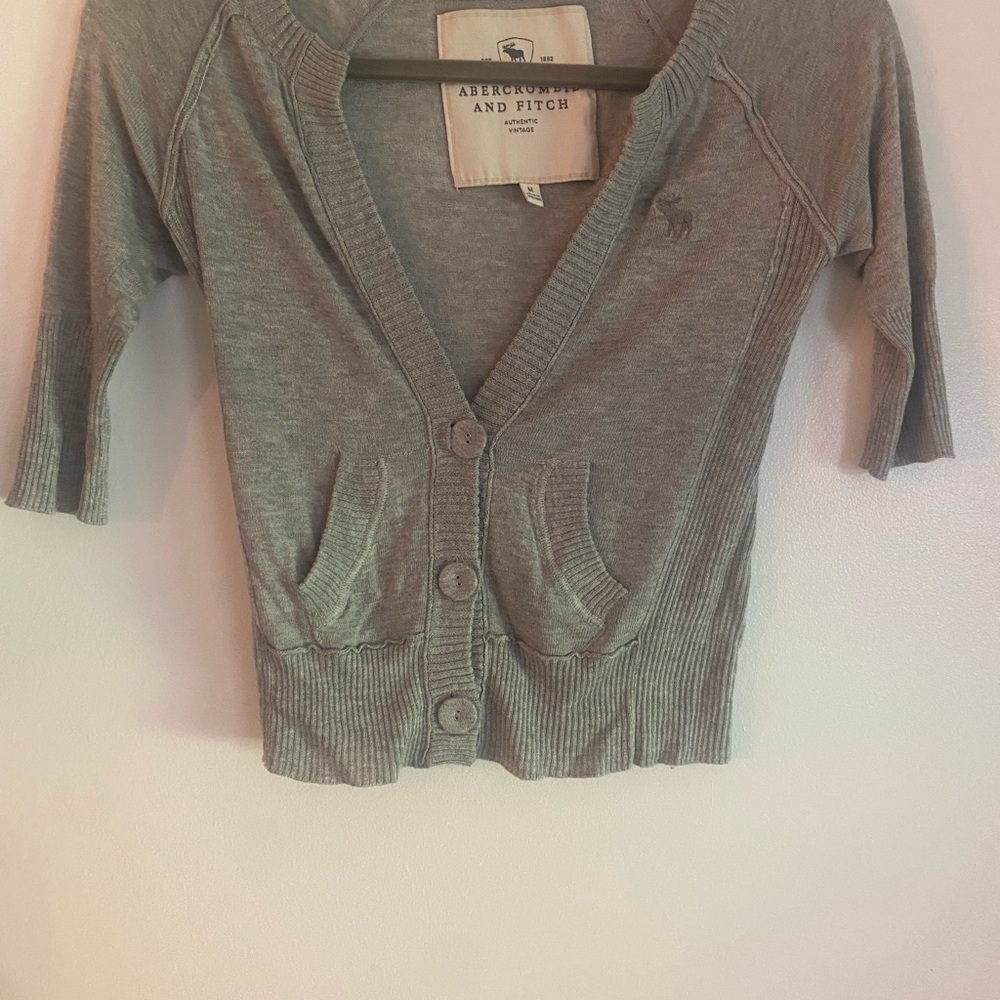 Abercrombie & Fitch Gray Knit Cardigan